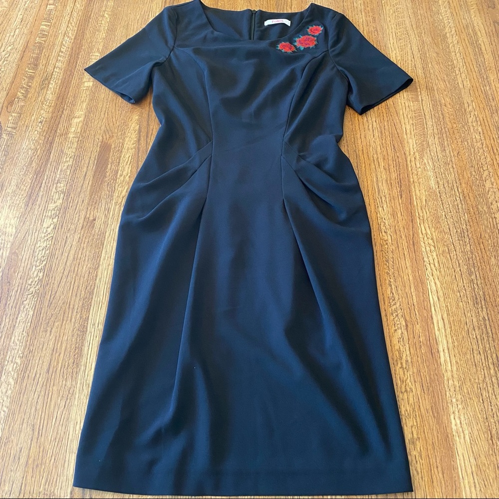 Blugirl Folies Black Dress w Flower Detailing Size 6